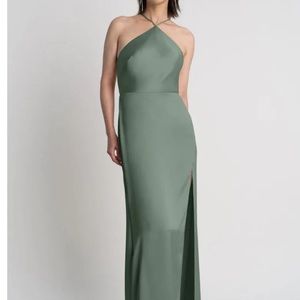 Jenny Yoo Luxe Satin Eucalyptus Bridesmaid Dress
